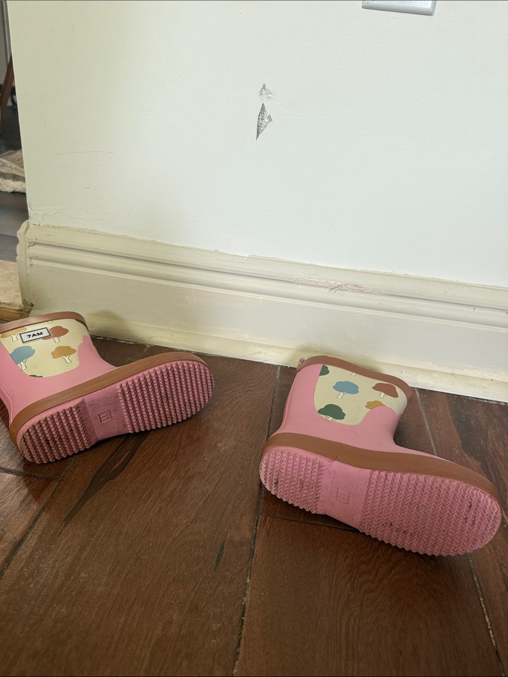 Kids Pink Waterproof Rain Boots with Tree Motif - Picture 9 of 9